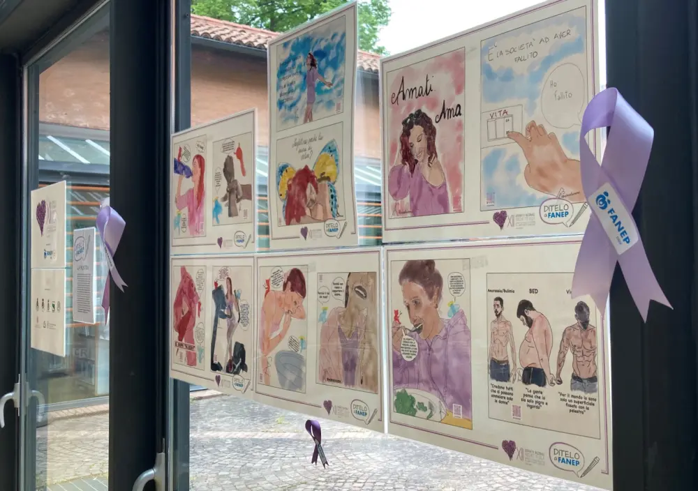 Fiocchetto Lilla: è aperta in biblioteca la mostra “Ditelo a Fanep”