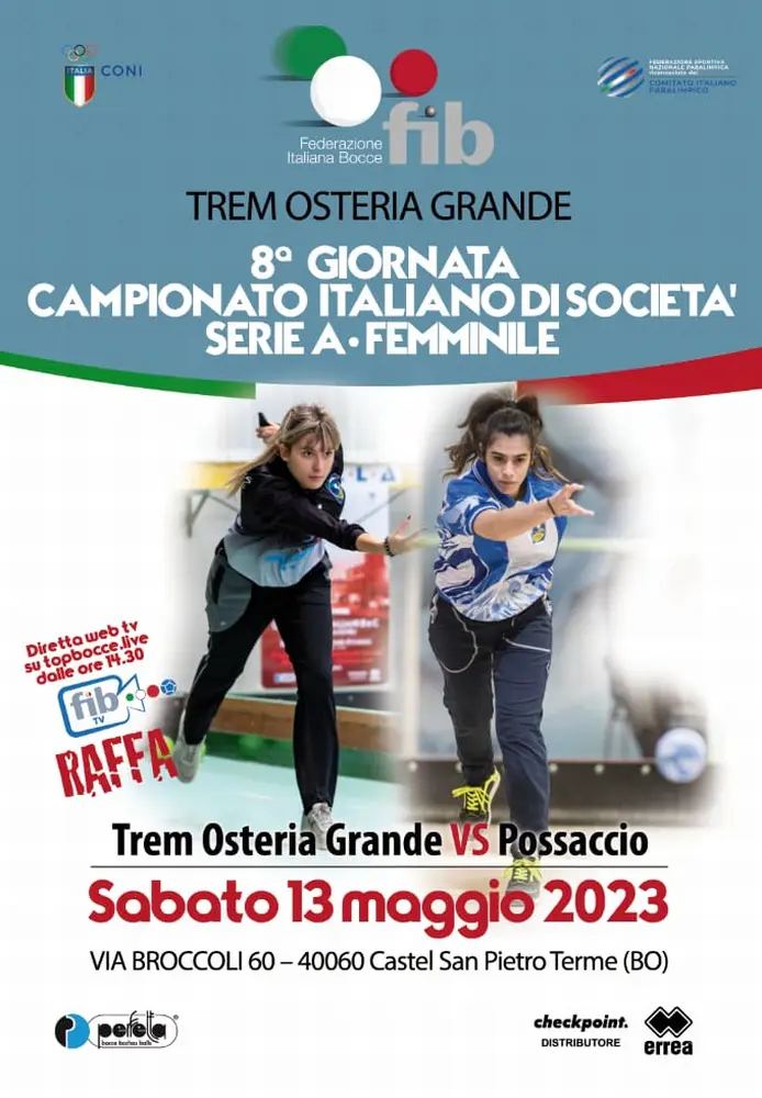 Sabato 13 facciamo il tifo per la squadra femminile di bocce Trem di Osteria Grande