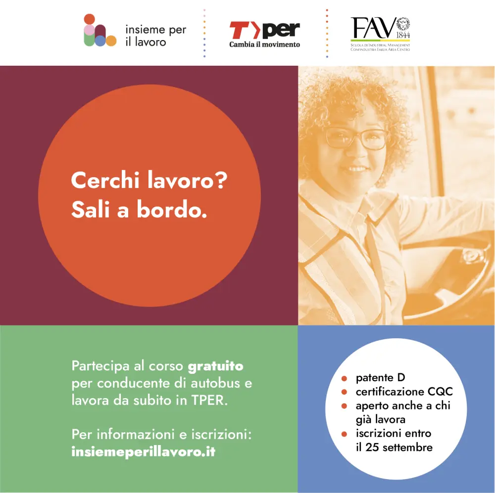 Insieme per il lavoro: corso gratuito per diventare conducenti di autobus per Tper