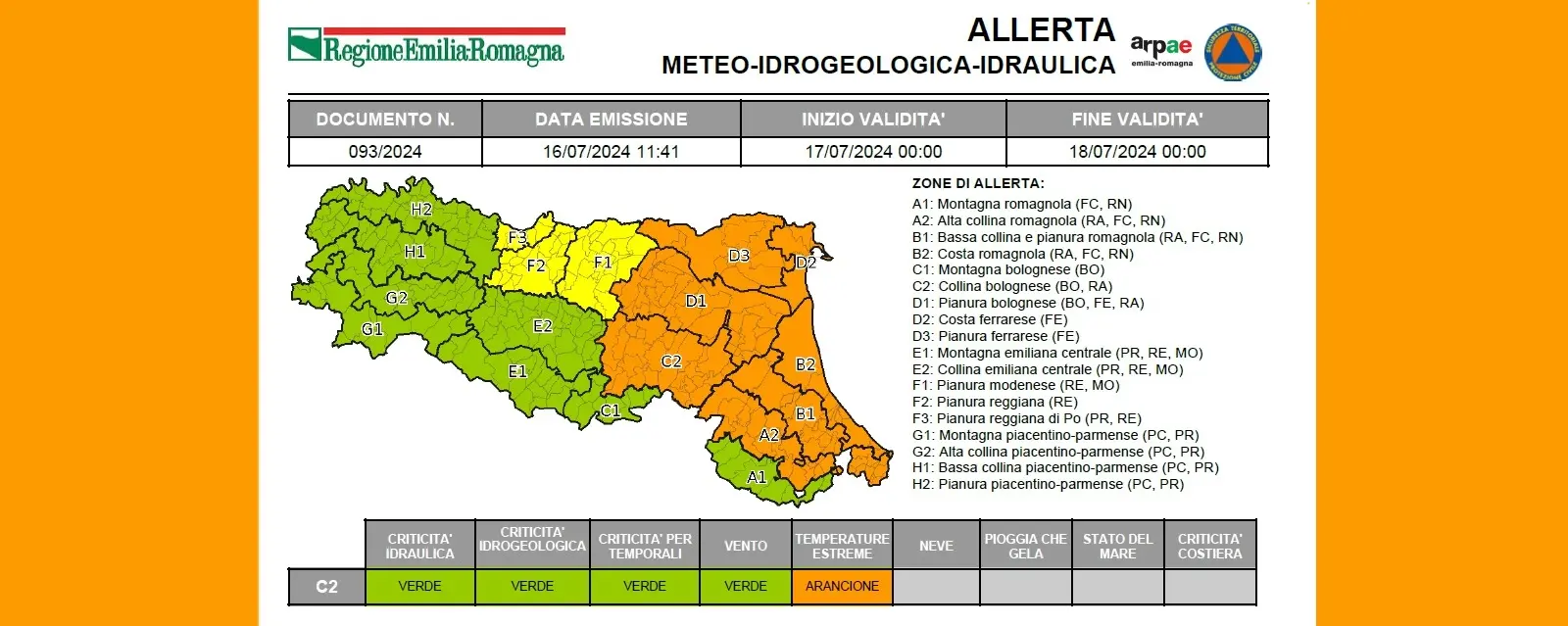 Attenzione: mercoledì 17 luglio allerta arancione per ondata di calore 