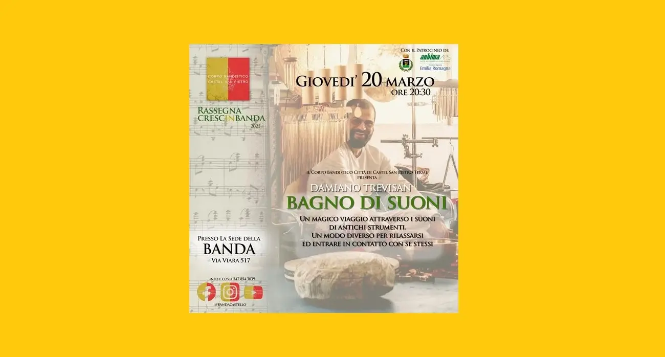 CrescInBanda 2025: giovedì 20 ore 20,30 “Bagno di suoni” con Damiano Trevisan