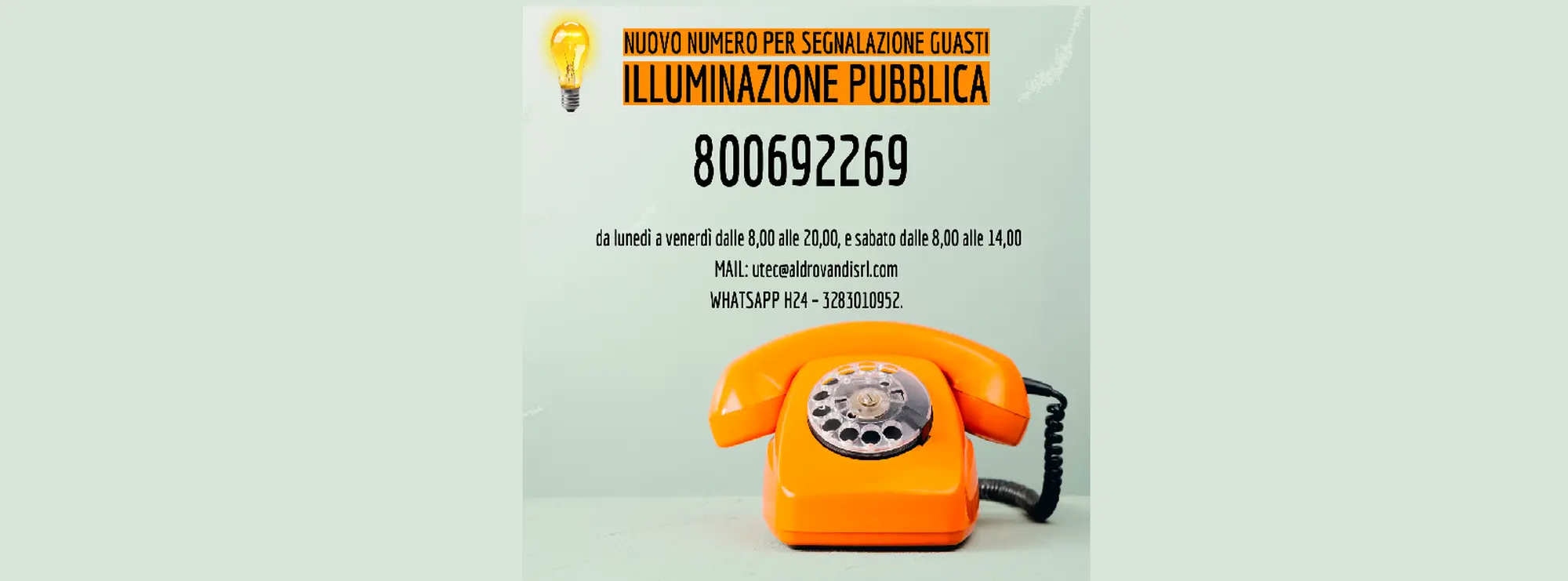 Nuovo numero emergenza per segnalazione guasti su illuminazione pubblica