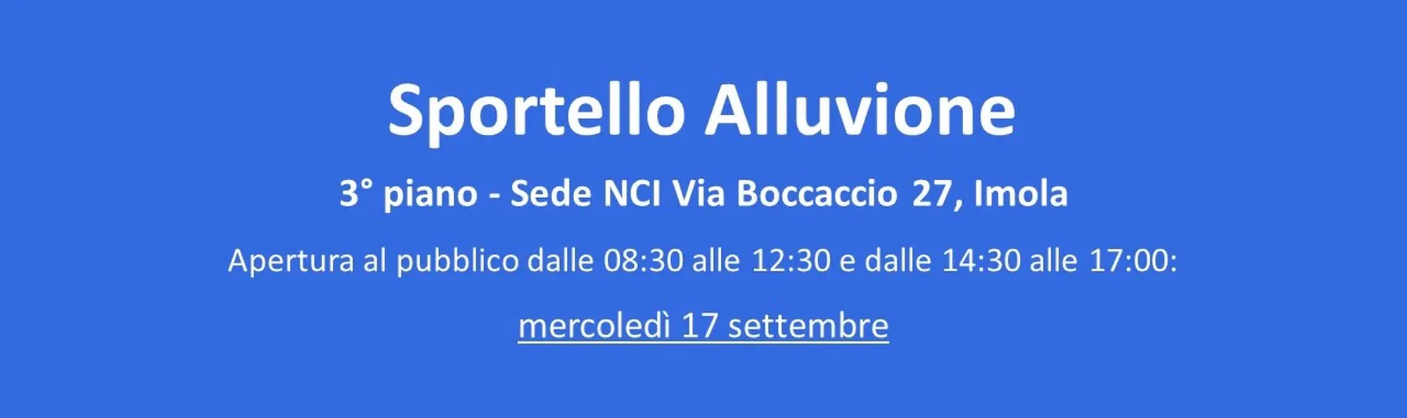 Servizio Ricostruzione Alluvione: prolungata l’apertura dello sportello pubblico del NCI anche per i