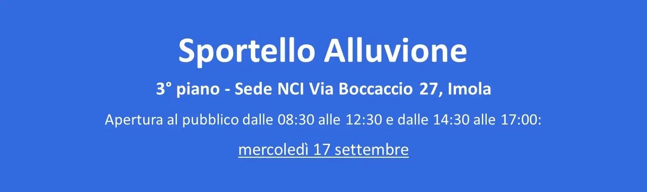 Servizio Ricostruzione Alluvione: prolungata l’apertura dello sportello pubblico del NCI anche per i