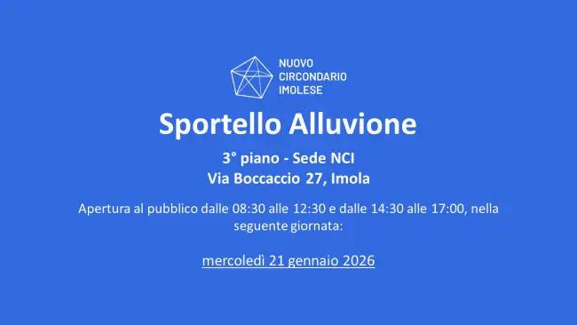 Servizio Ricostruzione Alluvione: sportello pubblico NCI aperto il 21 gennaio 2026