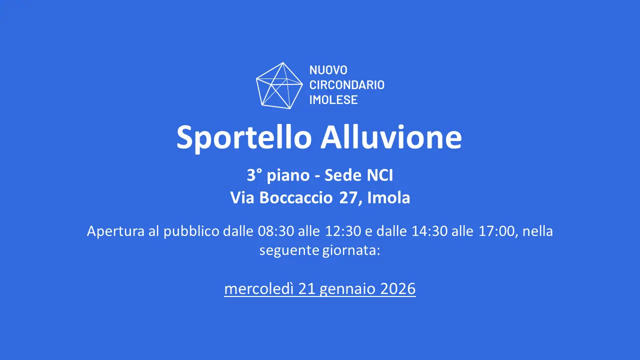 Servizio Ricostruzione Alluvione: sportello pubblico NCI aperto il 21 gennaio 2026