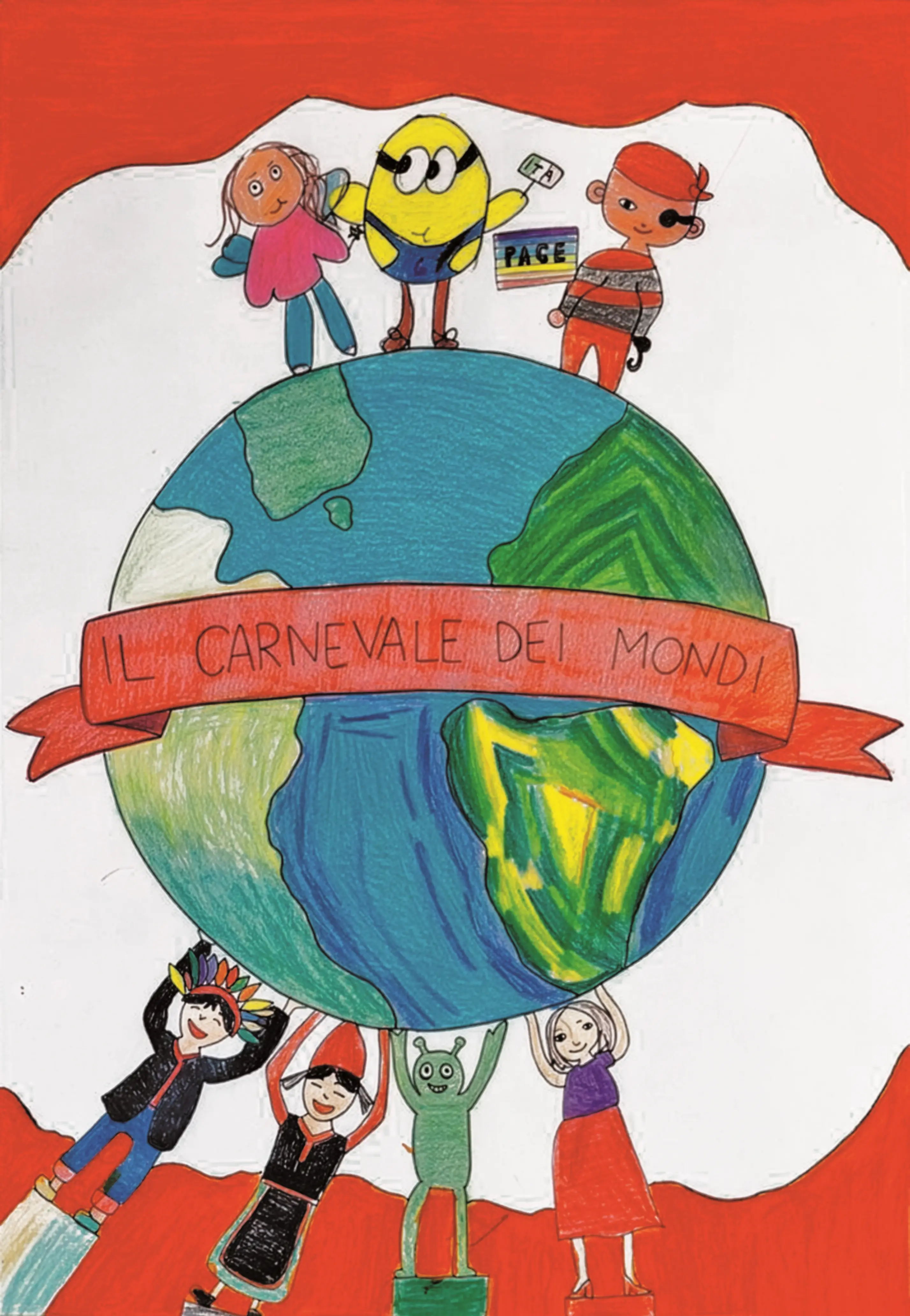 Il disegno della 4^B della Scuola Primaria Serotti è la locandina del “Carnevale dei mondi 2026"